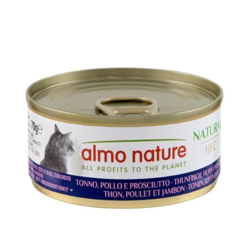 almo nature HFC Natural Nassfutter für Erwachsene Katzen Thunfisch Huhn und schinken - Dose 24x 70 g.