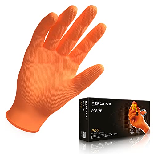 Nitrilhandschuhe MERCATOR GoGrip Orange Einmalhandschuhe puderfreie Einweghandschuhe Größe XL - 500 Stück