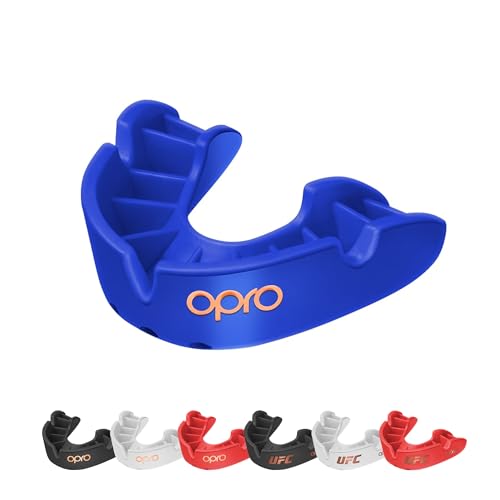OPRO Bronze Level Sport-Mundschutz für Erwachsene und Kinder mit Hülle neues Anpassungswerkzeug Zahnschutz für Hockey Lacrosse Rugby Kampfsport Boxen Handball Rot Erwachsene