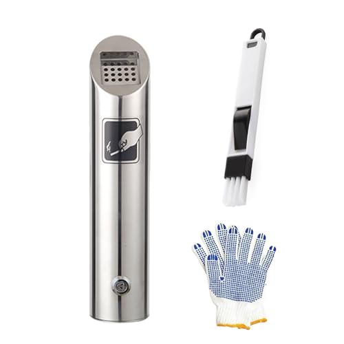 Aschenbecher Wandmontage Edelstahl Wandaschenbecher für Draußen Standaschenbecher mit Schloss für Terrasse Pub Bar Büro Hotel Restaurant Silber