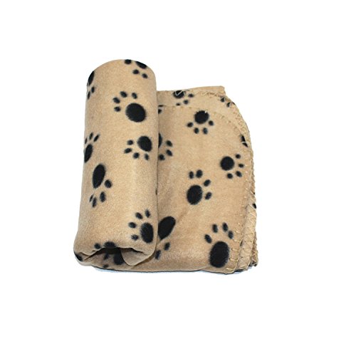 WZYuan Decke für Welpen Paw Prints Pet Kissen Kleine Hund Katze Bett weiche warme Schlafen Matte klein beige