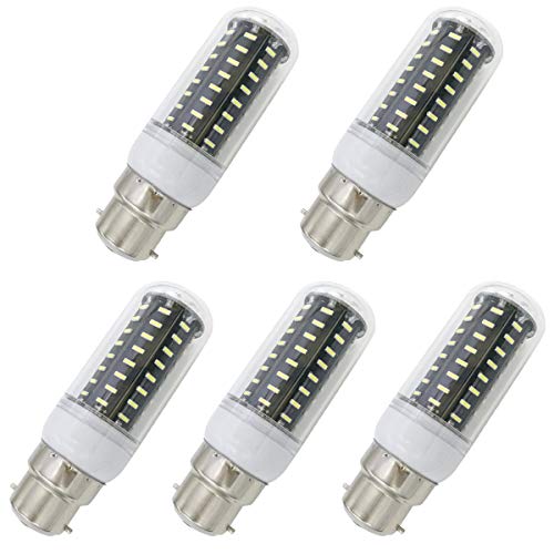 Aoxdi 5 Stück B22d LED Leuchtmittel Lampe 7W Kaltweiß 72 SMD 4014 Klar B22D LED Glühbirne Glühlampe AC220-240V