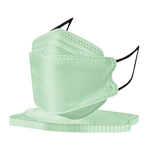 DolceTiger 10 Stück Erwachsenen Schichten Fischförmige Mundschutz Multifunktionstuch Mund und Nasenschutz Bandana Half Face Halstuch für Damen Herren Minzgrün