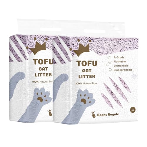 Beans Royale Tofu-Katzenstreu klumpendes Katzenstreu spülbar Erbsenfaser staubfrei Geruchskontrolle geringe Verfolgung 2x6L