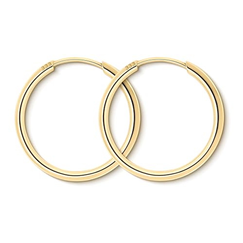 EDELIND Creolen Gold 333 Gelbgold 20 mm Feine Ohrringe Breite 1 5 mm 8 Karat Echtgold für Mädchen Damen Herren Hoop Earrings Frauen mit Schmuck Geschenkbox