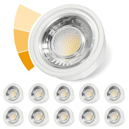 Allesgute 10 Stück LED Modul Dimmbar 6W Warmweiß 3000K für Einbaustrahler Einbauleuchte Rahmen LED Modul 230V Flach 30mm Ersetzt GU10 MR16 Leuchtmittel 38 Abstrahlwinkel