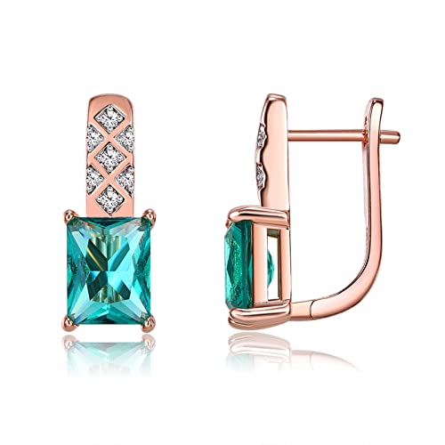 Ayoiow Statement Ohrringe für Frauen Elegant mit Apatit und Labordiamant Creolen 14K Ros gold Rotgold Ohrringe Damen für Sie