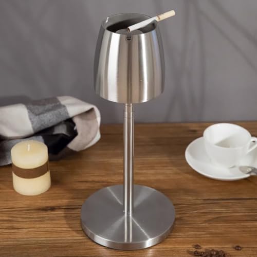 Standaschenbecher mit Deckel verstellbarer Edelstahl Aschenentsorgung für Zigaretten und Zigarren Hoher Aschehalter ohne Deckel