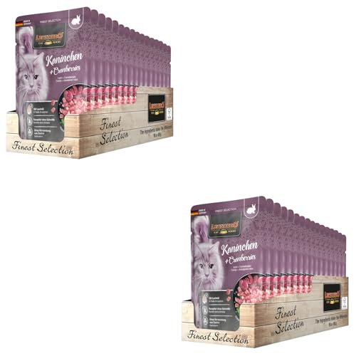 LEONARDO Finest Selection Kaninchen Cranberries Doppelpack 2 x 16 x 85 g Nassfutter für ausgewachsene Katzen In praktischen Einzelportionen Mit wertvollem Lachsöl
