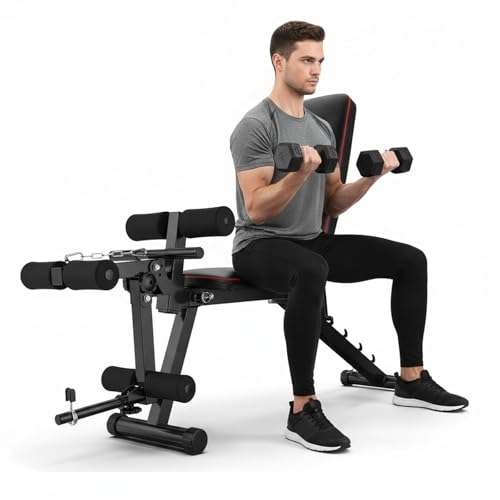 Hochbelastbare verstellbare Hantelbank für ernsthafte Kraftsportler Krafttrainingsbank mit Beinstrecker hoher Gewichtskapazität Profi Universalbank für Bankdrücken Gewichtheben