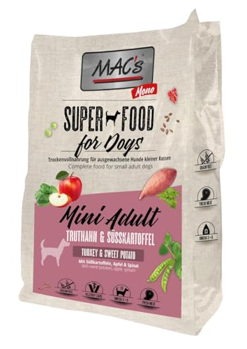 Mac s Dog Trockenfutter für Hunde Mini Erwachsene Monoprothese Truthahn- und Süßwarengeschmack 750 g
