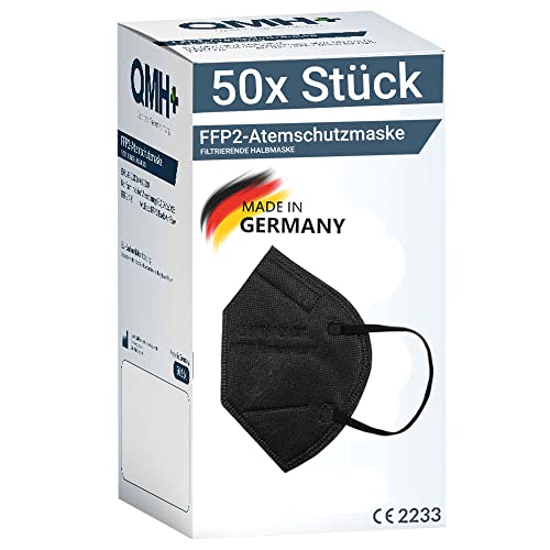 COCO BLANCO 50x Maske CE Zertifiziert aus Deutschland I 100% MADE IN GERMANY I Partikelfiltermaske 50 Stück schwarz