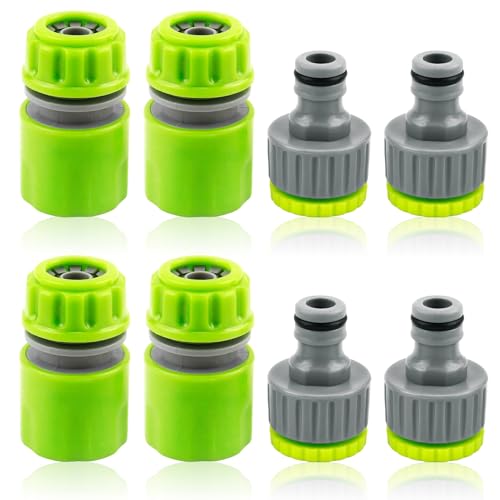8pcs Wasserhahn Anschluss 4pcs 3 4 Zoll Schlauchanschluss Hahnverbinder 4pcs Schlauchanschluss 1 2 Zoll Kupplung Gartenschlauch Anschluss Schnellkupplungen für Gartenbewässerung und Wasseranschlüsse