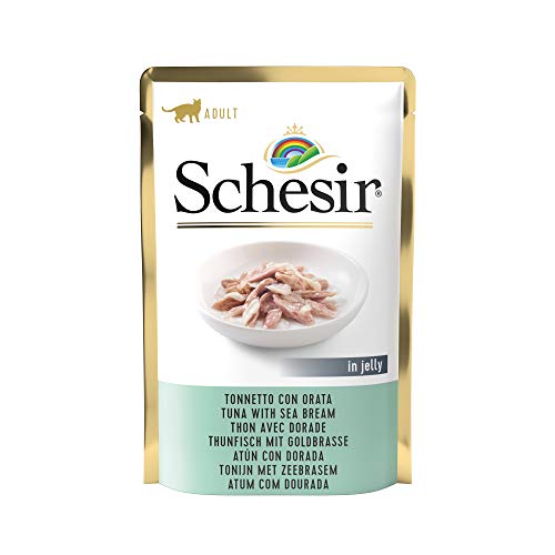Schesir Cat Jelly Thunfisch mit Goldbrasse Katzenfutter nass 20 Beutel x 85 g