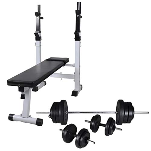 Festnight  Kurzhantel Set 60 5kg Stahl Fitnessbank Trainingsbank Max. Belastung 100