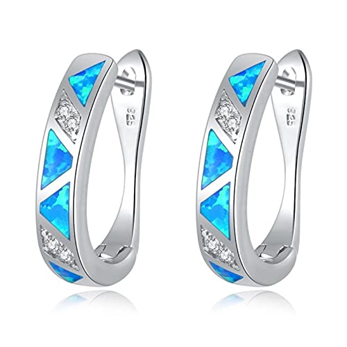 Blauer Feueropal Gefüllt Creolen Versilbert Lange Ovale Ohrring Vintage Ethnischen Stamm Afrika Luxus Schmuck Frau Geschenk