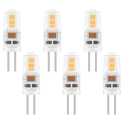 Caldarax G4 LED Lampe 2W Ersatz für 12V 20W Halogen Warmweiß 3000K 200LM 12V Niedervolt LED Birne Nicht Dimmbar Nicht Flackern für Unterbauleuchten Dunstabzugshaube 6 Stück