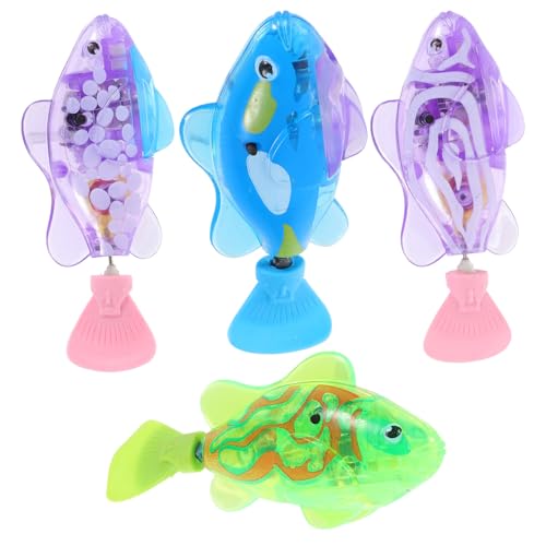 HEMOTON 4 Stück Elektrische Spielzeuge Schwimmende Fische LED Licht Interaktives für Verbessert die Bindung Einsamkeit für Wasserspaß