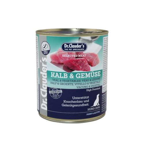 DR.CLAUDER S - Selected Meat Prebiotic Nassfutter in Lebensmittelqualität mit Inulin für eine gesunde Darmflora bei ausgewachsenen Hunden. Alleinfutter in der Dose 800g Kalb Gemüse