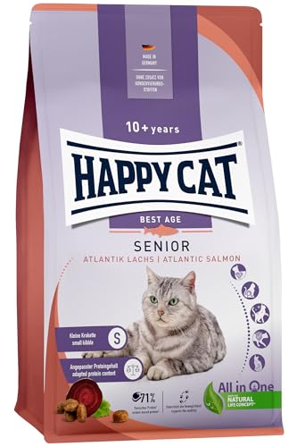 Happy Cat Senior Atlantik Lachs M - Trockenfutter für Katzensenioren ab dem 8. Lebensjahr - 4kg