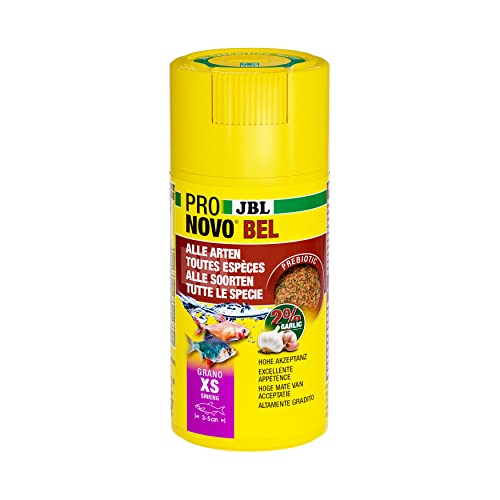 JBL PRONOVO BEL GRANO Hauptfutter für alle Aquarienfische von 3-5 cm Fischfutter-Granulat Klickdosierer Größe XS 100 ml