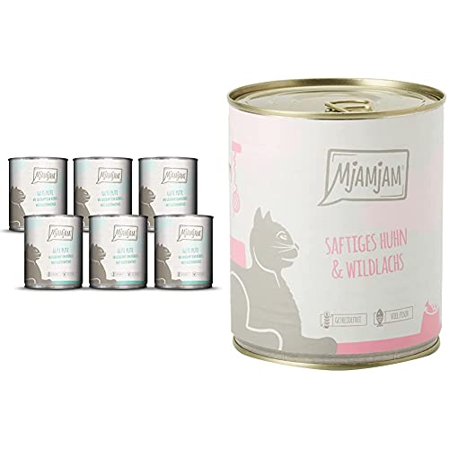 MjAMjAM - Premium Nassfutter für Katzen - Gute Pute an gedämpftem Kürbis 6er Pack 6 x 800 g Premium Nassfutter für Katzen - saftiges Huhn und wildlachs 6er Pack 6 x 800 g