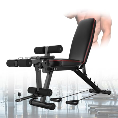 ypuxil Hantelbank mit Gewichten Gym Bench 200 kg robuster Stahlrahmen Premium-PU und Memory-Schaum ideal für Brust- Bein- und BauchtrainingBlack 162cm