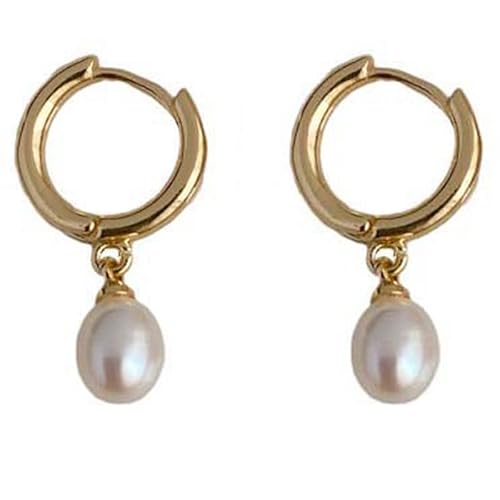 BSLVWG Perlen-Tropfen-Ohrringe für Frauen hypoallergen Tropfen-Perlen-Creolen Schmuckgeschenke für Damen und Mädchen Gold