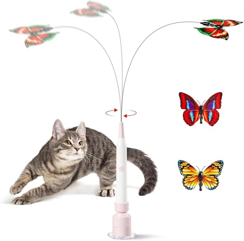 Flederi Elektrisches Schmetterlings - Spielzeug für Aktive Katzen Non Flederi Electric Butterfly Toy for Active Cats Katzenspielzeug Schmetterling Interaktives Katzen Spielzeug Mit Saugnapf-A