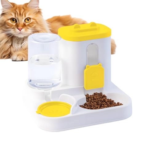 Automatischer Hund Katze Futterautomat Wasserspender   2 in 1 Haustierfutterautomat Großvolumen Futter Napf Für Urlaub Haustiere Hunde Kätzchen Welpen Kaninchen Innen