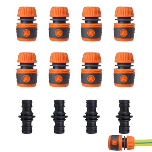 Schlauchkupplung 1 2 Zoll 12-Teiliges Schlauchanschluss Set mit 8 Schlauchverbindern und 4 Adaptern Schnellkupplung Gartenschlauch Anschluss Wasserschlauch Verbinder Gartenschlauch Zubehör