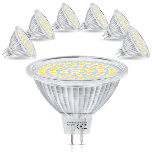 VIIVUU GU5.3 LED 12V 5W 50W MR16 Halogen Leuchtmittel LED GU5.3 LED Reflektor 50W Halogenlampe ersetzt LED Spot MR16 120 Abstrahlwinkel MR16 GU5.3 LED Leuchtmittel 550LM 5000K AC DC 12V 6 Stück