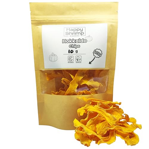 Getrocknete Hokkaido Chips 10g - Kürbis Streifen ohne Schale Garnelenfutter Welsfutter Schnecken- Krebsfutter für Aquarien und Terrarien empfohlen
