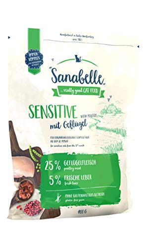 Sanabelle Sensitive mit Geflügel Katzentrockenfutter für ernährungssensible 6x 400 g