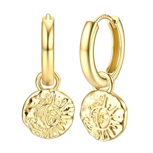 Dochais S925 für Mädchen14 Karat Vergoldet Hypoallergene Huggie Herz Blitz Kreuz Stern Münz Knorpel Tropfen Sehr Hautverträgliche