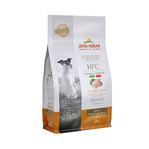 almo nature HFC Adult Dog XS S 100% Frischem Huhn- Komplett-Trockenfutter für ausgewachsene Hunde Kleiner Rassen 1.2 Kg