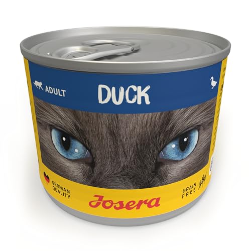JOSERA Nassfutter Duck 6 x 200 g Adult Premium Katzenfutter nass für ausgewachsene Katzen Ente mit Lachsöl getreidefrei gegen Harnsteinbildung Haarballen Alleinfutter 6er Pack