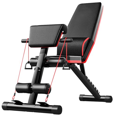 Multifunktionale faltbare Hantelbank - 6-in-1 Heim-Fitness-Stuhl mit Premium-Stahlrahmen weichem Kissen und verstellbaren Funktionen
