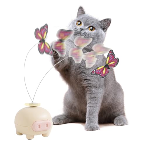 Generisch Electronic Cat Toy Butterfly Teaser Wand 2.76x2.56x2.56 Inches Engaging Sturdy Design Automatic Moving Battery Operated Interactive Toy for All Breed Indoor Exercise and Play