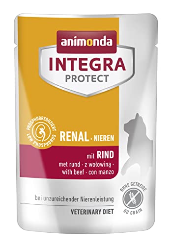 animonda Integra Protect Nassfutter Katze Integra Protect Adult Renal Katzenfutter Nierenfutter Katze bei Niereninsuffizienz Nassfutter für Katzen mit Rind 24 x 85 g