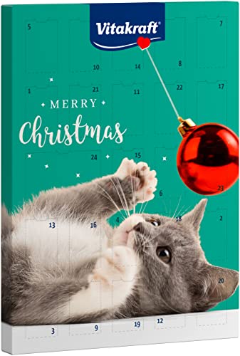 Vitakraft Adventskalender für 2023 liebevoll zusammengestellte Auswahl leckerer Snacks für die Vorweihnachtszeit Katzenleckerlis für alle Altersstufen 1x 363g