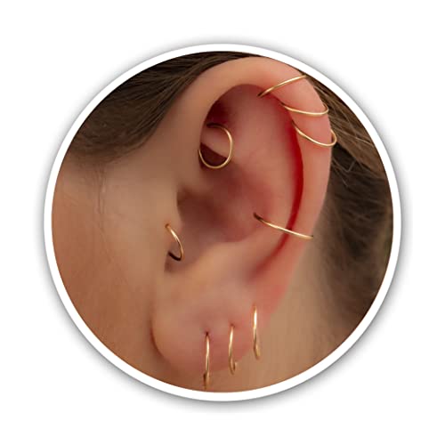 5 mm goldene Knorpelnase Helix Tragus Mini Huggie in 14 Karat goldgefülltem eng anliegendem goldenem Nasenring Gold 5 mm 20 Gauge 1 Paar