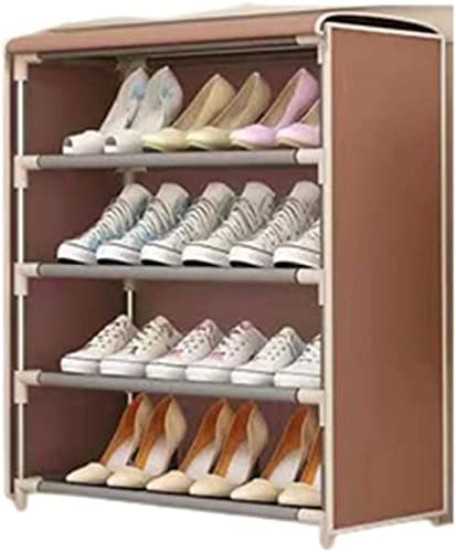 LIFOND Schuhregal mehrschichtiger Schuhschrank Schuhregal aus Oxford Stoff Reißverschluss 22 8 11 8 21 7 Zoll Aufbewahrungsregal Schuhschrank Kaffee fünf Schichten
