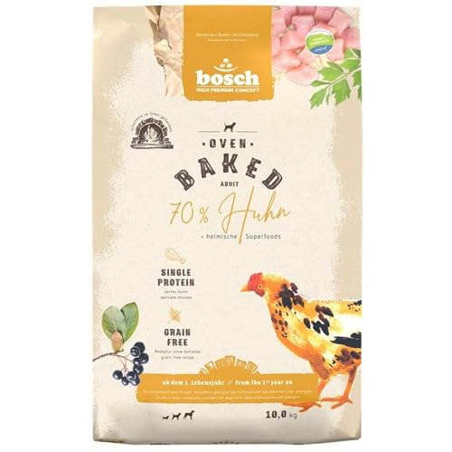 bosch HPC Oven Baked Huhn Im Ofen gebackenes Hundefutter für ausgewachsene Hunde aller Rassen Single Animal Protein grain-free 1 x 10 kg