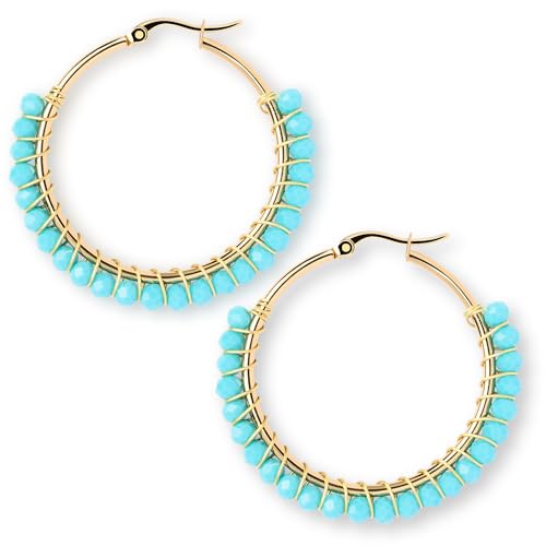 Aurstore Ohrringe Creolen aus Edelstahl für Damen kleiner Reifen modisch Schmuck Geschenke für Frauen Mädchen hypoallergen und mehrfarbig Stein