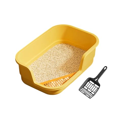 Katzenklo mit hohen Seitenwänden offene Katzentoilette Katzentoilette offen mit KatzenkloMatte Katzenklo Schaufel Cat Litter Box Katzen klo katzentoiletten für Kätzchen und große Katzen C