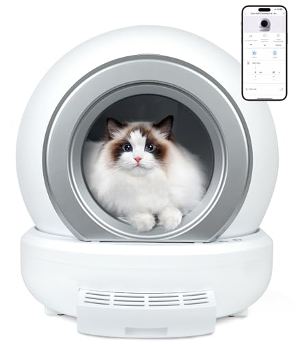 Selbstreinigende Katzentoilette XXL 65L Emphsism Automatisches Katzenklo mit Infrarotsensor 8cm Niedrige Stufe für Kätzchen ältere Katzen 35dB Leise Geruchsneutral App-Steuerung Großes Volumen