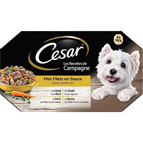 Cesar Chiens Cesar Rezepte von Land Mini-Filets in Sauce 100% abgeschlossen 150G Für 4 von 4 Lot entweder 16 Boxen 1