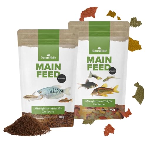 NatureHolic Hauptfeed Bundle - Granulat Flocken Fischfutter fürs Aquarium - Abwechslungsrecih mit Omega3 Vitaminen Spurenelementen - Klarwasser-Formel für alle Aquarienfische