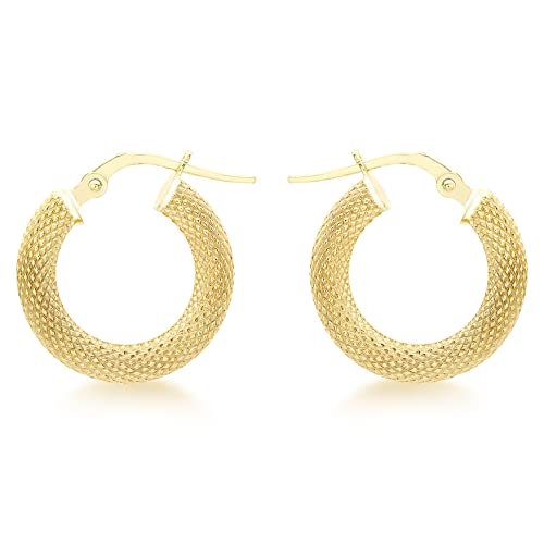 Carissima Gold Damen 16 mm Strukturiert Creole Ohrringe 9k 375 Gelbgold 1.53.0319